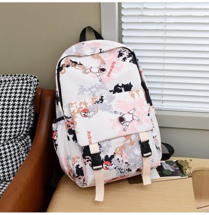 Balo Ulzzang Họa Tiết Thời Trang Hàn Quốc HR307 - Haras (Tặng Kèm Móc Khóa Phi Hành Gia)