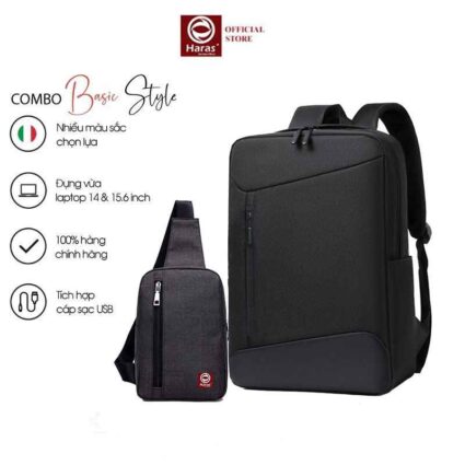 Combo Balo Laptop Cao Cấp Hr317 Và Túi Đeo Chéo Cá Tính HR147 - Haras