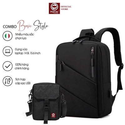Combo Balo Laptop Năng Động Trẻ Trung HR298 Và Túi Đeo Mini HR281 - Haras